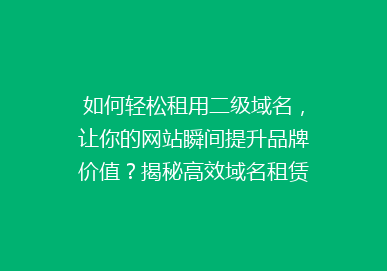 如何轻松租用二级域名，让你的网站瞬间提升品牌价值？揭秘高效域名租赁攻略！