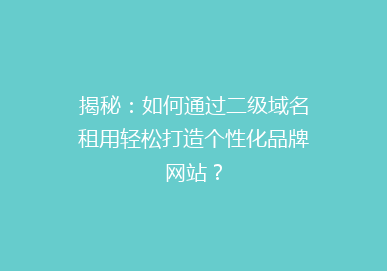 揭秘：如何通过二级域名租用轻松打造个性化品牌网站？