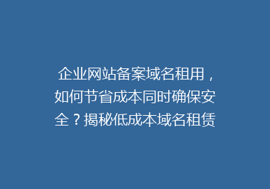 企业网站备案域名租用，如何节省成本同时确保安全？揭秘低成本域名租赁的秘诀！