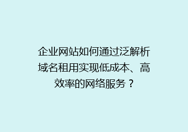 企业网站如何通过泛解析域名租用实现低成本、高效率的网络服务？