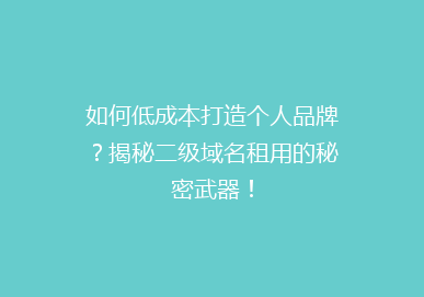 如何低成本打造个人品牌？揭秘二级域名租用的秘密武器！
