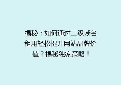 揭秘：如何通过二级域名租用轻松提升网站品牌价值？揭秘独家策略！