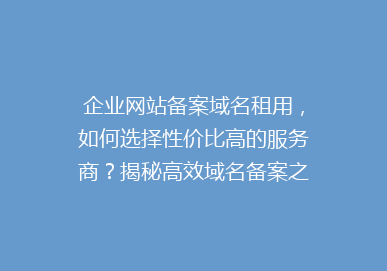 企业网站备案域名租用，如何选择性价比高的服务商？揭秘高效域名备案之路！