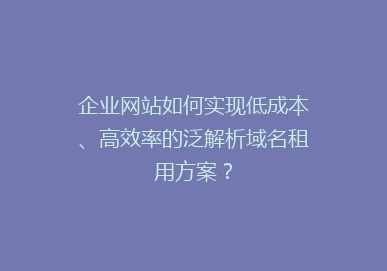 企业网站如何实现低成本、高效率的泛解析域名租用方案？