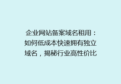 企业网站备案域名租用：如何低成本快速拥有独立域名，揭秘行业高性价比方案！