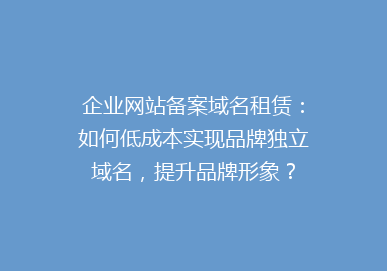 企业网站备案域名租赁：如何低成本实现品牌独立域名，提升品牌形象？