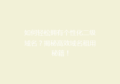如何轻松拥有个性化二级域名？揭秘高效域名租用秘籍！