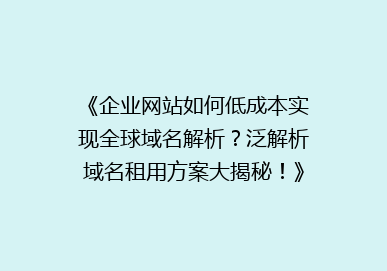 《企业网站如何低成本实现全球域名解析？泛解析域名租用方案大揭秘！》
