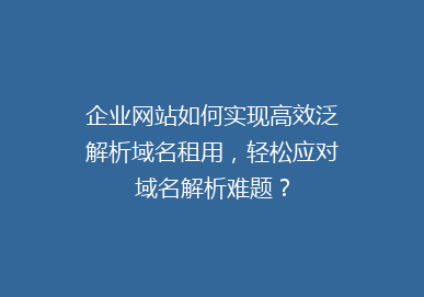 企业网站如何实现高效泛解析域名租用，轻松应对域名解析难题？