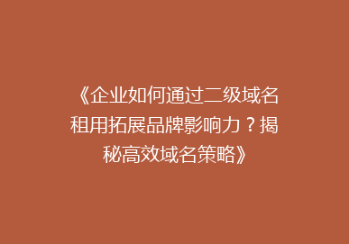 《企业如何通过二级域名租用拓展品牌影响力？揭秘高效域名策略》