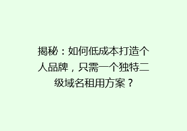 揭秘：如何低成本打造个人品牌，只需一个独特二级域名租用方案？