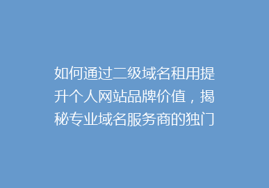 如何通过二级域名租用提升个人网站品牌价值，揭秘专业域名服务商的独门秘籍！