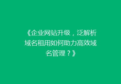 《企业网站升级，泛解析域名租用如何助力高效域名管理？》