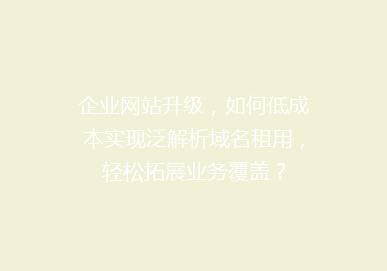 企业网站升级，如何低成本实现泛解析域名租用，轻松拓展业务覆盖？