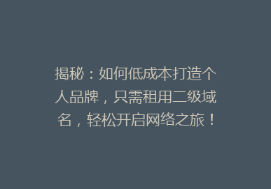 揭秘：如何低成本打造个人品牌，只需租用二级域名，轻松开启网络之旅！