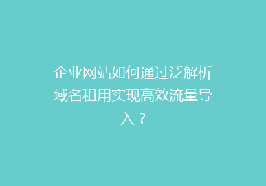 企业网站如何通过泛解析域名租用实现高效流量导入？