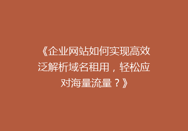 《企业网站如何实现高效泛解析域名租用，轻松应对海量流量？》