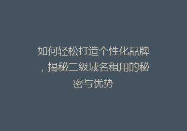 如何轻松打造个性化品牌，揭秘二级域名租用的秘密与优势