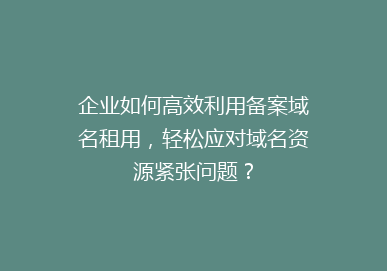 企业如何高效利用备案域名租用，轻松应对域名资源紧张问题？