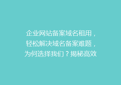 企业网站备案域名租用，轻松解决域名备案难题，为何选择我们？揭秘高效解决方案！