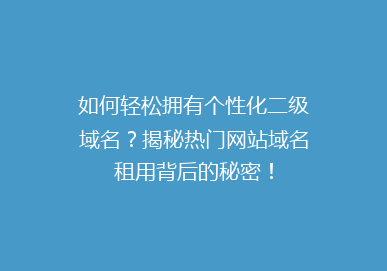如何轻松拥有个性化二级域名？揭秘热门网站域名租用背后的秘密！
