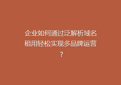 企业如何通过泛解析域名租用轻松实现多品牌运营？