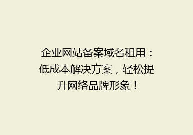 企业网站备案域名租用：低成本解决方案，轻松提升网络品牌形象！