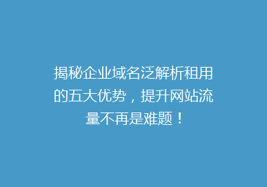 揭秘企业域名泛解析租用的五大优势，提升网站流量不再是难题！