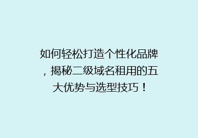 如何轻松打造个性化品牌，揭秘二级域名租用的五大优势与选型技巧！
