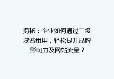 揭秘：企业如何通过二级域名租用，轻松提升品牌影响力及网站流量？