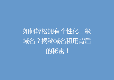 如何轻松拥有个性化二级域名？揭秘域名租用背后的秘密！