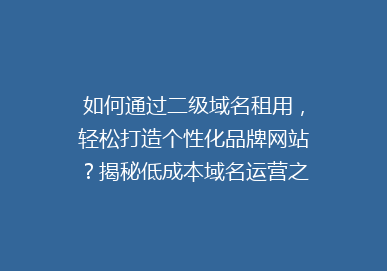 如何通过二级域名租用，轻松打造个性化品牌网站？揭秘低成本域名运营之道！