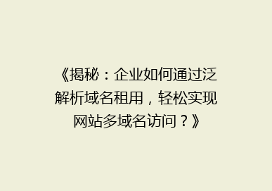 《揭秘：企业如何通过泛解析域名租用，轻松实现网站多域名访问？》