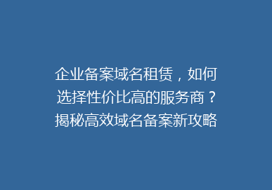 企业备案域名租赁，如何选择性价比高的服务商？揭秘高效域名备案新攻略！