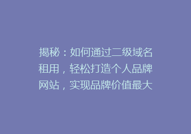 揭秘：如何通过二级域名租用，轻松打造个人品牌网站，实现品牌价值最大化？
