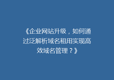 《企业网站升级，如何通过泛解析域名租用实现高效域名管理？》