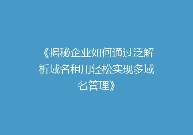 《揭秘企业如何通过泛解析域名租用轻松实现多域名管理》