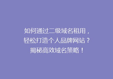 如何通过二级域名租用，轻松打造个人品牌网站？揭秘高效域名策略！