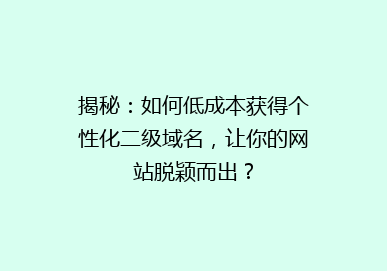 揭秘：如何低成本获得个性化二级域名，让你的网站脱颖而出？