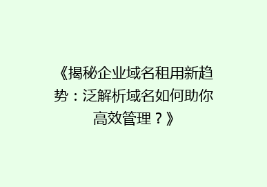 《揭秘企业域名租用新趋势：泛解析域名如何助你高效管理？》