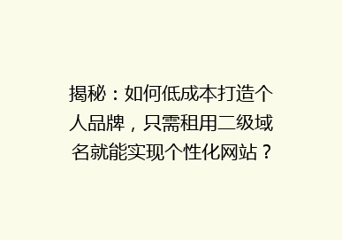 揭秘：如何低成本打造个人品牌，只需租用二级域名就能实现个性化网站？