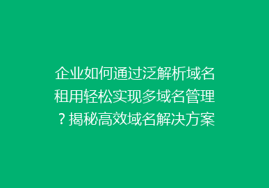 企业如何通过泛解析域名租用轻松实现多域名管理？揭秘高效域名解决方案！