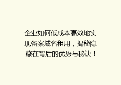 企业如何低成本高效地实现备案域名租用，揭秘隐藏在背后的优势与秘诀！