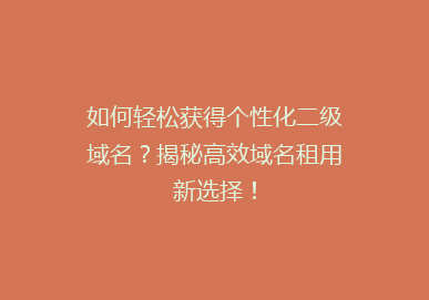 如何轻松获得个性化二级域名？揭秘高效域名租用新选择！
