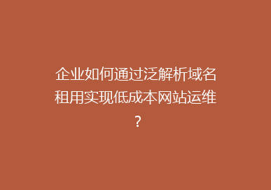 企业如何通过泛解析域名租用实现低成本网站运维？