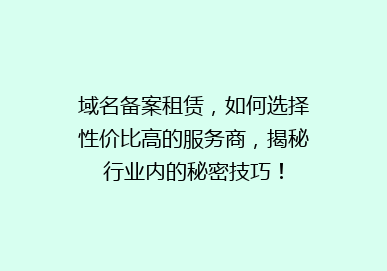 域名备案租赁，如何选择性价比高的服务商，揭秘行业内的秘密技巧！
