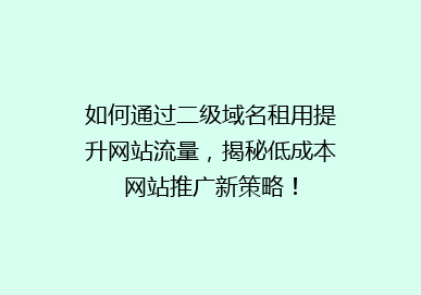 如何通过二级域名租用提升网站流量，揭秘低成本网站推广新策略！