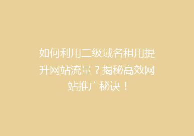如何利用二级域名租用提升网站流量？揭秘高效网站推广秘诀！