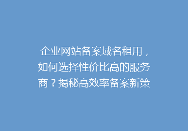 企业网站备案域名租用，如何选择性价比高的服务商？揭秘高效率备案新策略！