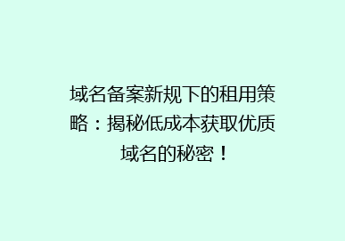 域名备案新规下的租用策略：揭秘低成本获取优质域名的秘密！